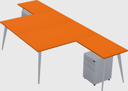 Shared l-shaped office desk system