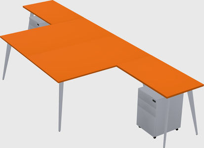 Shared l-shaped office desk system