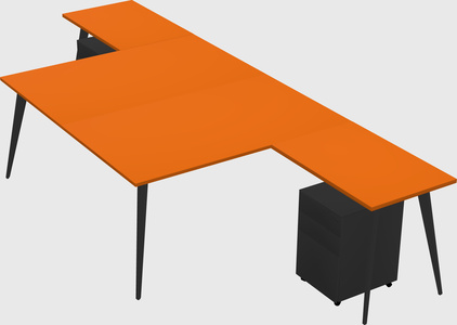 Shared l-shaped office desk system