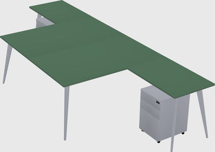 Shared l-shaped office desk system