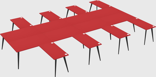 Shared l-shaped office desk system