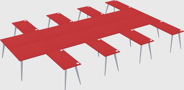 Shared l-shaped office desk system