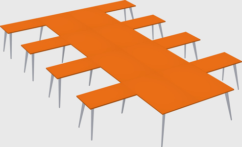 Shared l-shaped office desk system