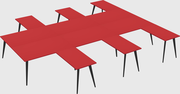 Shared l-shaped office desk system