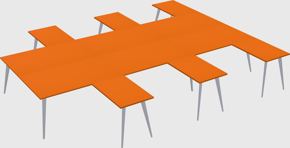 Shared l-shaped office desk system