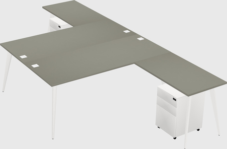 Shared l-shaped office desk system