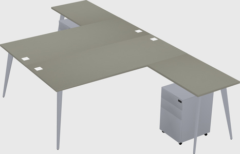 Shared l-shaped office desk system
