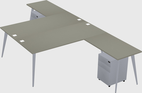 Shared l-shaped office desk system