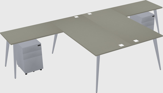 Shared l-shaped office desk system