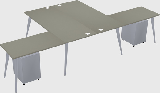 Shared l-shaped office desk system