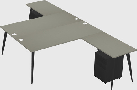 Shared l-shaped office desk system
