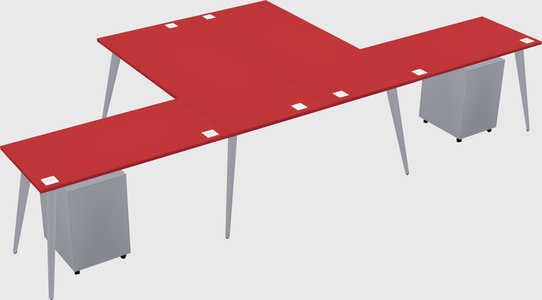 Shared l-shaped office desk system