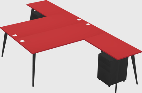 Shared l-shaped office desk system