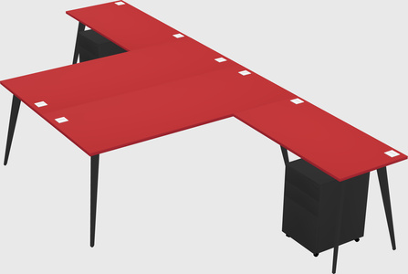 Shared l-shaped office desk system