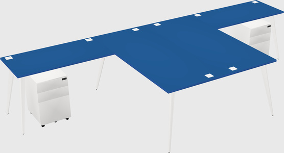 Shared l-shaped office desk system