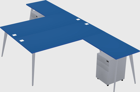 Shared l-shaped office desk system