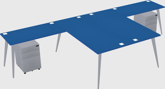 Shared l-shaped office desk system
