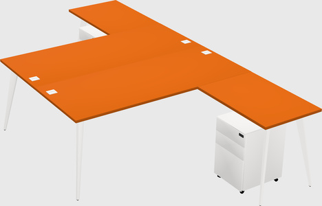 Shared l-shaped office desk system