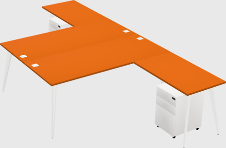 Shared l-shaped office desk system