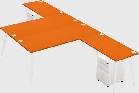 Shared l-shaped office desk system