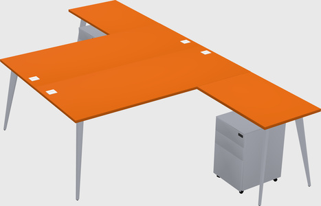 Shared l-shaped office desk system