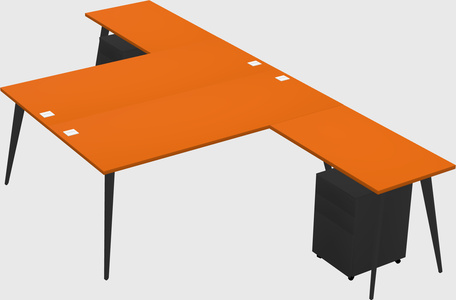 Shared l-shaped office desk system