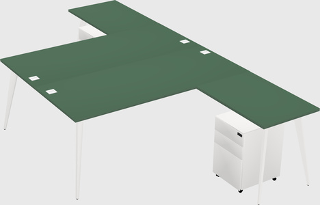 Shared l-shaped office desk system