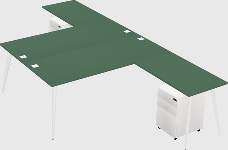 Shared l-shaped office desk system