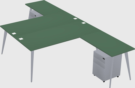 Shared l-shaped office desk system