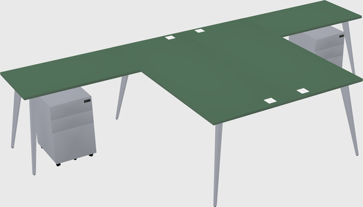 Shared l-shaped office desk system
