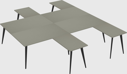 Shared l-shaped office desk system