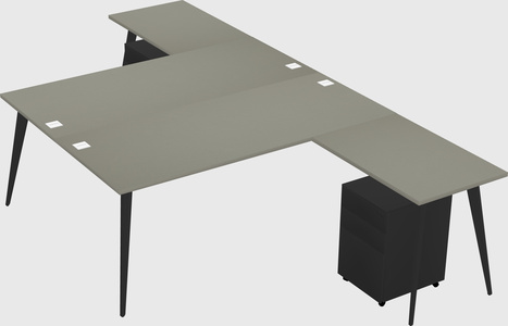 Shared l-shaped office desk system