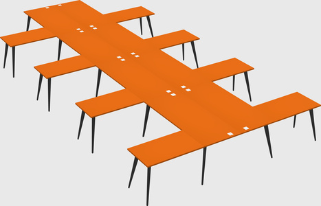 Shared l-shaped office desk system