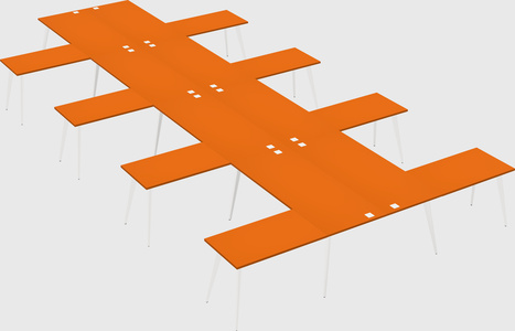 Shared l-shaped office desk system