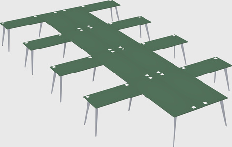 Shared l-shaped office desk system