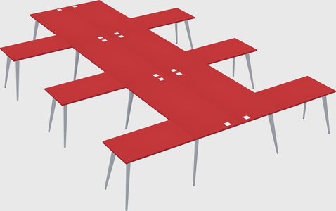 Shared l-shaped office desk system