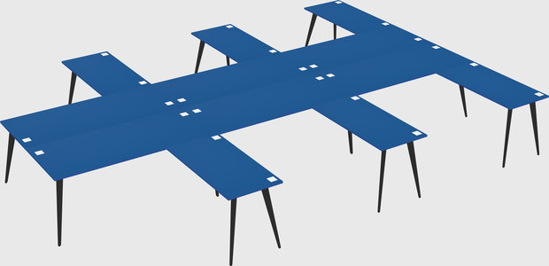 Shared l-shaped office desk system
