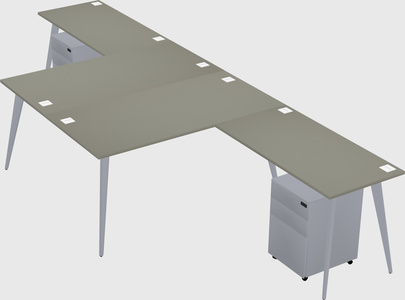 Shared l-shaped office desk system