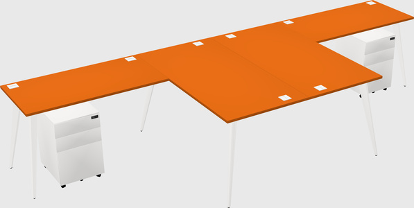 Shared l-shaped office desk system