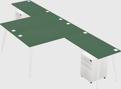 Shared l-shaped office desk system