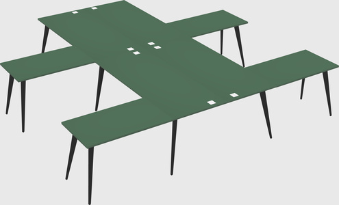 Shared l-shaped office desk system