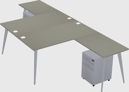 Shared l-shaped office desk system