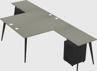 Shared l-shaped office desk system