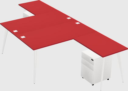 Shared l-shaped office desk system