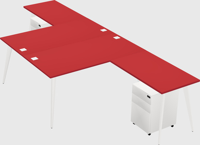 Shared l-shaped office desk system