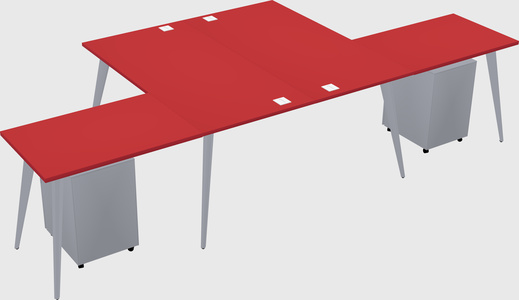 Shared l-shaped office desk system
