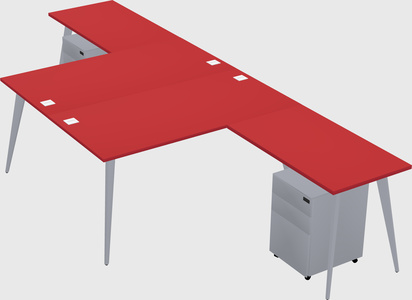Shared l-shaped office desk system