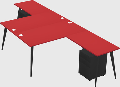 Shared l-shaped office desk system