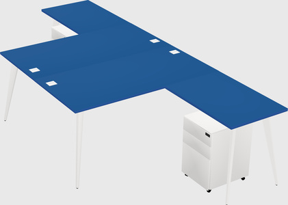 Shared l-shaped office desk system
