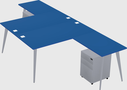 Shared l-shaped office desk system